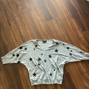 Premise Sweater Grey Black Star Dolman V-neck